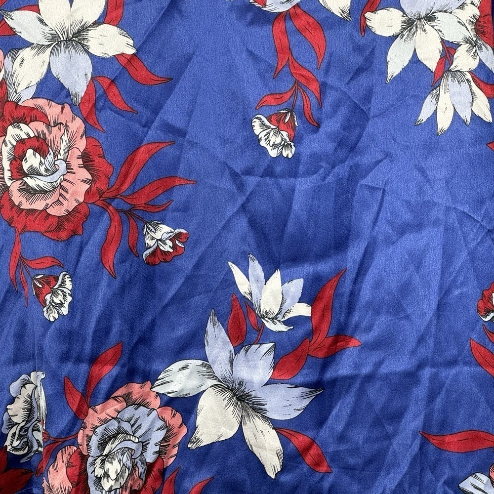 Jessica London 18W 2X Shirt Top Blue Floral Flower Long Sleeve V Neck Tunic - Picture 2 of 5